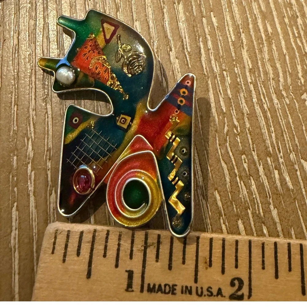 Yossi Steinberg Colorful Resin Angel Brooch Vintage